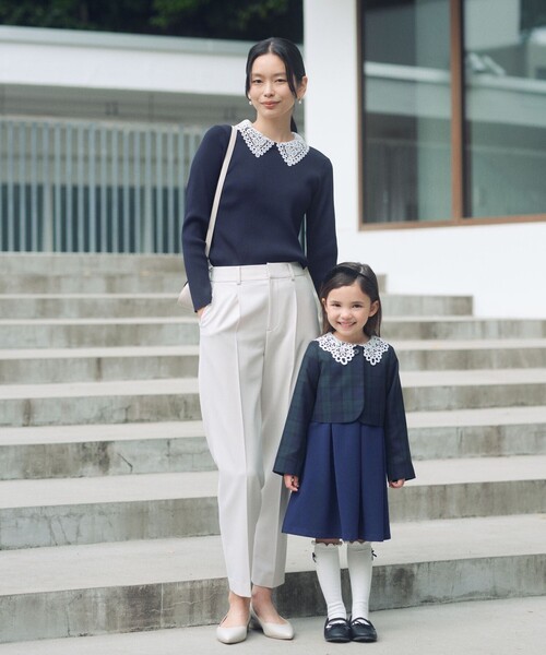 green label relaxing（グリーンレーベルリラクシング）の「リブ エリレース 2WAY ニット プルオーバー ウォッシャブル（ニット/セーター・レディース・ライトグレー/その他1/ネイビー/オフホワイト・FREE）」の6枚目の写真