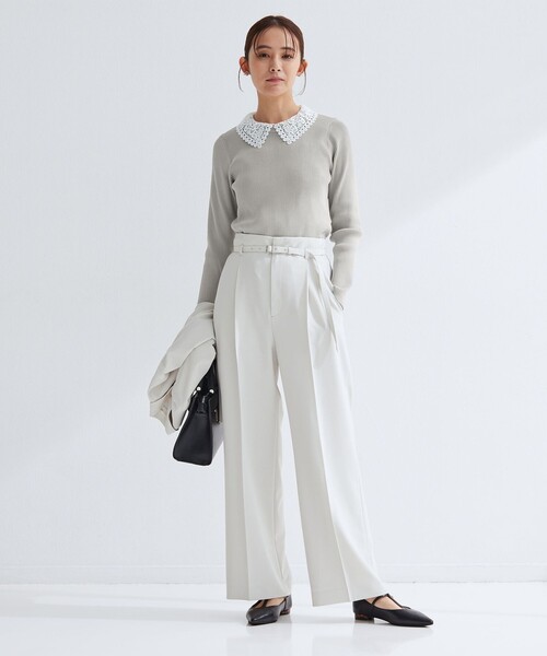 green label relaxing（グリーンレーベルリラクシング）の「リブ エリレース 2WAY ニット プルオーバー ウォッシャブル（ニット/セーター・レディース・ライトグレー/その他1/ネイビー/オフホワイト・FREE）」の22枚目の写真