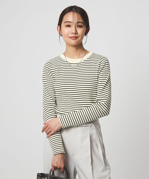 green label relaxing(グリーンレーベルリラクシング)の「リブ エリレース 2WAY ニット プルオーバー ウォッシャブル(ニット/セーター・レディース・ライトグレー/その他1/ネイビー/オフホワイト・FREE)」の14枚目の写真