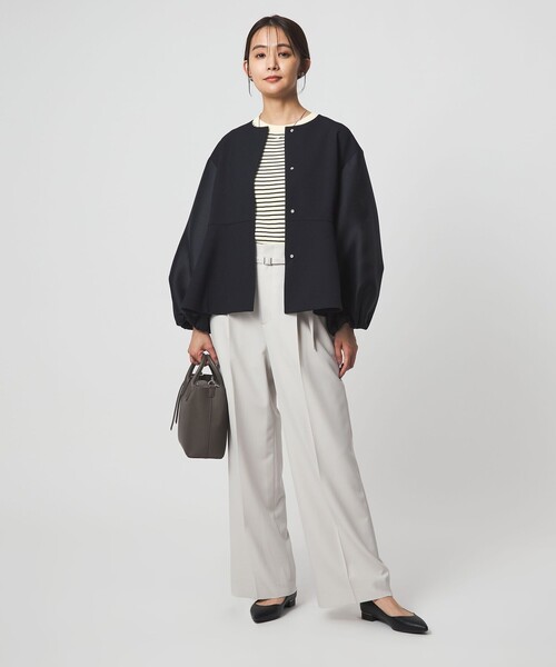 green label relaxing(グリーンレーベルリラクシング)の「リブ エリレース 2WAY ニット プルオーバー ウォッシャブル(ニット/セーター・レディース・ライトグレー/その他1/ネイビー/オフホワイト・FREE)」の12枚目の写真