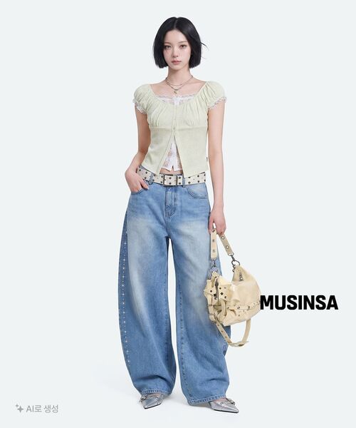 AAKAM（アーカム）の「Side Rhinestone Denim Pants (Blue)（デニムパンツ・レディース・その他・1/2）」の13枚目の写真