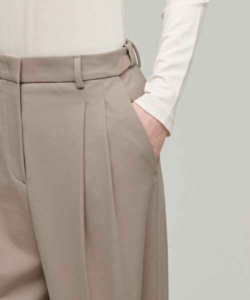 MUSINSA STANDARD WOMAN（ムシンサスタンダードウーマン）の「ウィメンズヘビーウェイト裏起毛ハイウエストワイドヒドゥンバンディングスラックス[ベージュ]（スラックス・レディース・その他・34/32/28/29/30/31/24/25/26/27）」の4枚目の写真