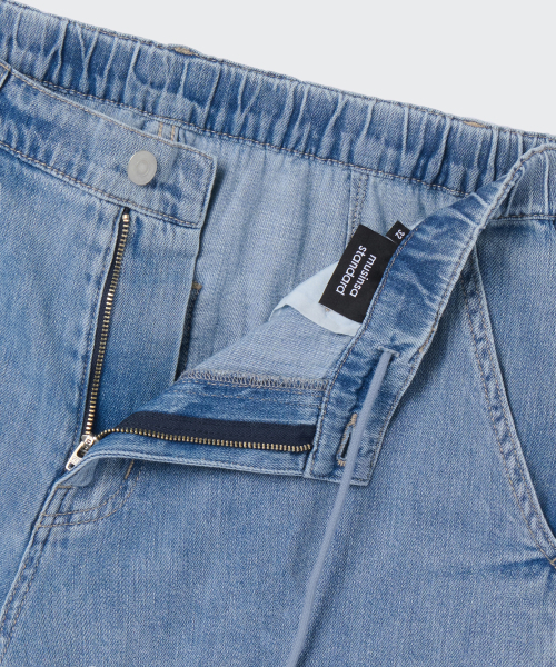 MUSINSA STANDARD（ムシンサスタンダード）の「リネンライクバルーンデニムパンツ[ライトインディゴ]（デニムパンツ・メンズ・その他・28/30/32/34/36/38/40/42/26）」の3枚目の写真