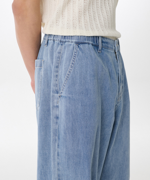 MUSINSA STANDARD（ムシンサスタンダード）の「リネンライクバルーンデニムパンツ[ライトインディゴ]（デニムパンツ・メンズ・その他・28/30/32/34/36/38/40/42/26）」の4枚目の写真