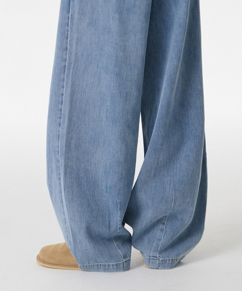 MUSINSA STANDARD（ムシンサスタンダード）の「リネンライクバルーンデニムパンツ[ライトインディゴ]（デニムパンツ・メンズ・その他・28/30/32/34/36/38/40/42/26）」の7枚目の写真