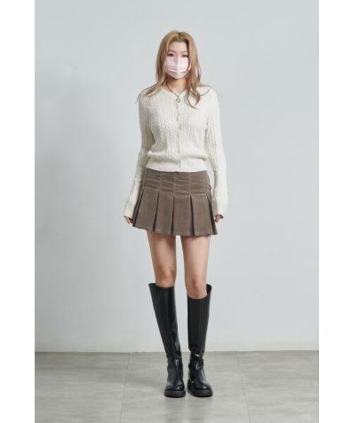 MUSINSA STANDARD WOMAN（ムシンサスタンダードウーマン）の「ウィメンズアンゴラブレンドケーブルラウンドネックカーディガン[アイボリー]（カーディガン/ボレロ・レディース・その他・SMALL/MEDIUM/LARGE/X-SMALL）」の7枚目の写真