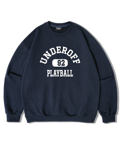 UNDEROFF(アンダーオフ)の「アセンティックリラックスドプレイボールマンツーマンスウェットネイビーホワイト(スウェット・レディース・ネイビー・SMALL/MEDIUM/LARGE/X-LARGE)」の1枚目の写真