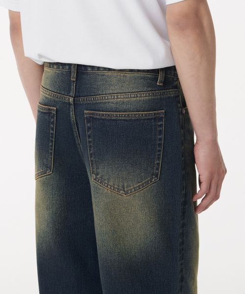 MUSINSA STANDARD（ムシンサスタンダード）の「ビッグブラシワイドデニムパンツ[イエローディープインディゴ]（デニムパンツ・メンズ・その他・30/31/33/26/27/28/40/38/42/36/34/32/29）」の6枚目の写真
