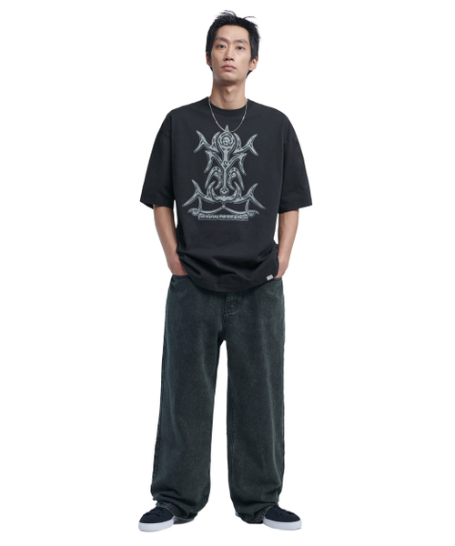 NOMANUAL(NOMANUAL)の「SEMIWIDE DENIM PANTS - DARK GREEN(デニムパンツ・レディース・その他・SMALL/MEDIUM/LARGE/X-SMALL)」の4枚目の写真