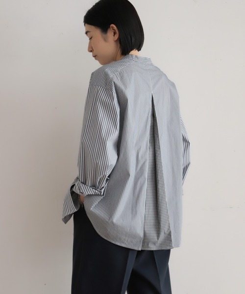 ストライプチェックコンビ 細ボウタイブラウス | NOMBRE IMPAIR