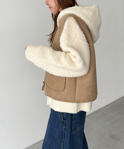 CANAL JEAN（キャナルジーン）の「El mar　ブークレニットZIPパーカー（パーカー・レディース・オフホワイト/ブラウン・ONE SIZE）」の5枚目の写真