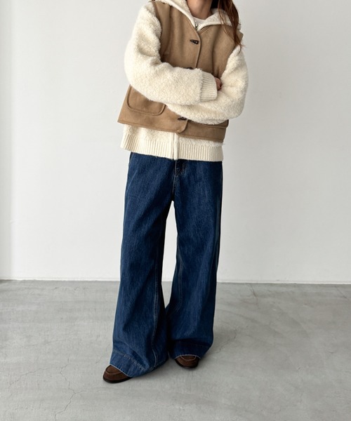 CANAL JEAN（キャナルジーン）の「El mar　ブークレニットZIPパーカー（パーカー・レディース・オフホワイト/ブラウン・ONE SIZE）」の6枚目の写真