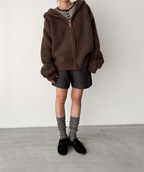 CANAL JEAN（キャナルジーン）の「El mar　ブークレニットZIPパーカー（パーカー・レディース・オフホワイト/ブラウン・ONE SIZE）」の9枚目の写真