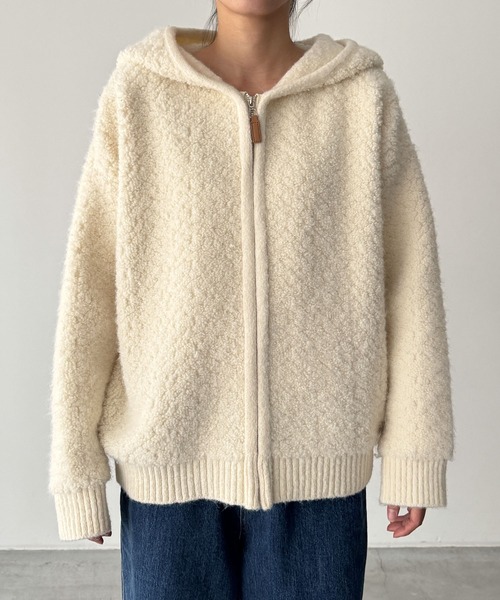 CANAL JEAN（キャナルジーン）の「El mar　ブークレニットZIPパーカー（パーカー・レディース・オフホワイト/ブラウン・ONE SIZE）」の10枚目の写真