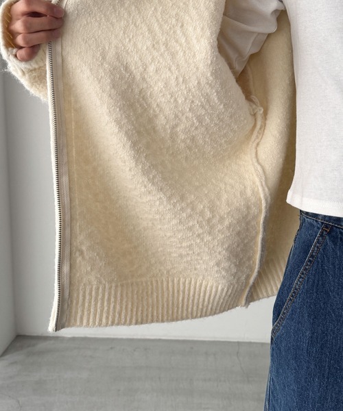 CANAL JEAN（キャナルジーン）の「El mar　ブークレニットZIPパーカー（パーカー・レディース・オフホワイト/ブラウン・ONE SIZE）」の15枚目の写真