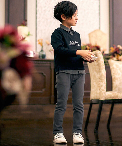 BeBe（ベベ）の「ウールライクストレッチスリムロングパンツ（スラックス・キッズ・グレー・110cm/140cm/120cm/150cm/130cm/100cm）」の3枚目の写真