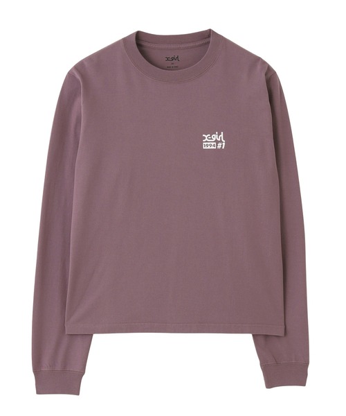 X-girl（エックスガール）の「NUMBER ONE BOX LOGO L/S TEE（Tシャツ/カットソー・レディース・ブラック/ホワイト/パープル・S/M/L）」の10枚目の写真