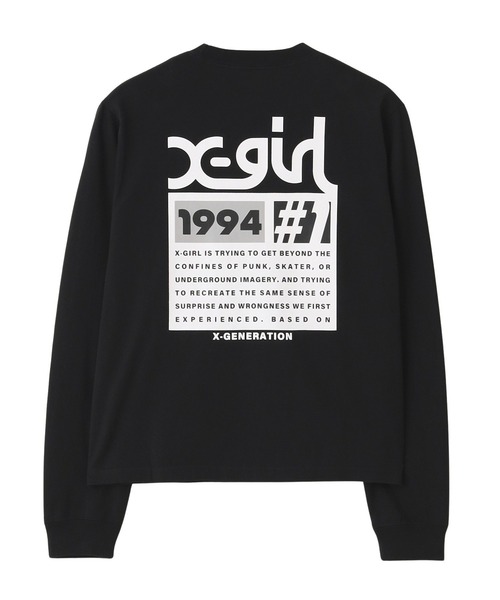 X-girl（エックスガール）の「NUMBER ONE BOX LOGO L/S TEE（Tシャツ/カットソー・レディース・ブラック/ホワイト/パープル・S/M/L）」の13枚目の写真