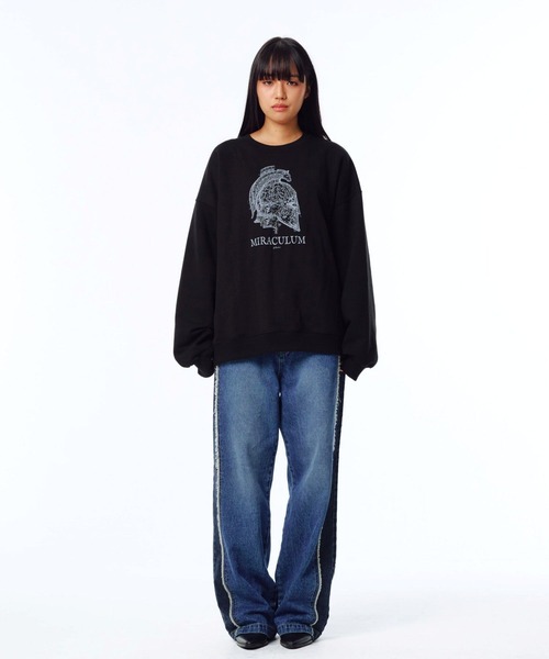 PHOS333(フォースサンサンサン)の「【UNISEX】PHOS333/Miraculum プルオーバー(スウェット・レディース・ナチュラル/ブラック・MEDIUM/LARGE)」の3枚目の写真