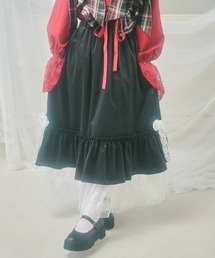 【クティールとレトロ】2WAYレースフリルベロアリボンスカート