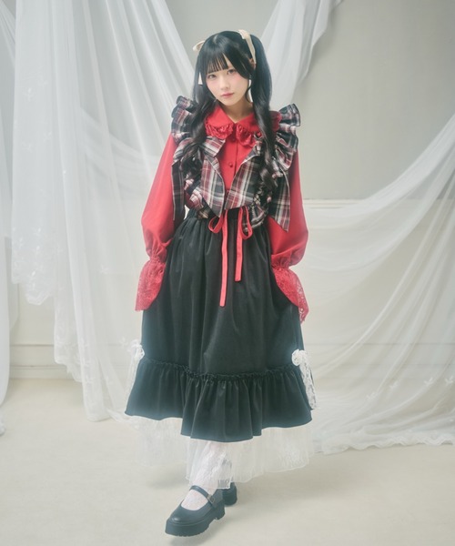kutir(クティール)の「【クティールとレトロ】2WAYレースフリルベロアリボンスカート(スカート・レディース・ブラック/アイボリー/ボルドー・MEDIUM/SMALL)」の7枚目の写真