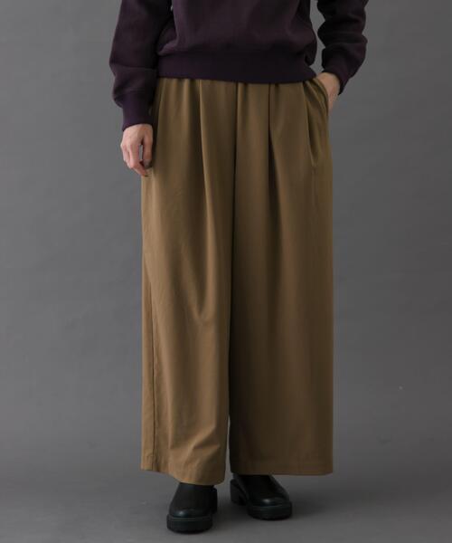 FORK&SPOON（フォークアンドスプーン）の「FORK&SPOON　ウールライクツータックワイドパンツ（その他パンツ・レディース・ブラック/グレー系その他/キャメル・2/1）」の2枚目の写真