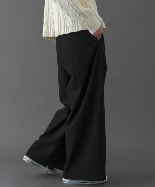 FORK&SPOON（フォークアンドスプーン）の「FORK&SPOON　ウールライクツータックワイドパンツ（その他パンツ・レディース・ブラック/グレー系その他/キャメル・2/1）」の4枚目の写真