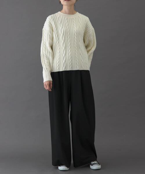 FORK&SPOON（フォークアンドスプーン）の「FORK&SPOON　ウールライクツータックワイドパンツ（その他パンツ・レディース・ブラック/グレー系その他/キャメル・2/1）」の10枚目の写真