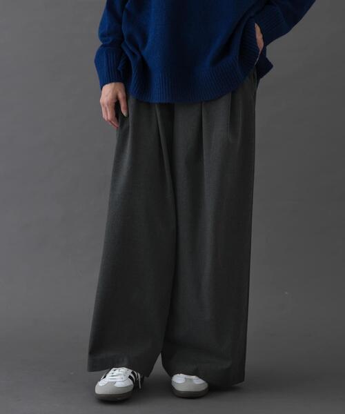 FORK&SPOON（フォークアンドスプーン）の「FORK&SPOON　ウールライクツータックワイドパンツ（その他パンツ・レディース・ブラック/グレー系その他/キャメル・2/1）」の16枚目の写真