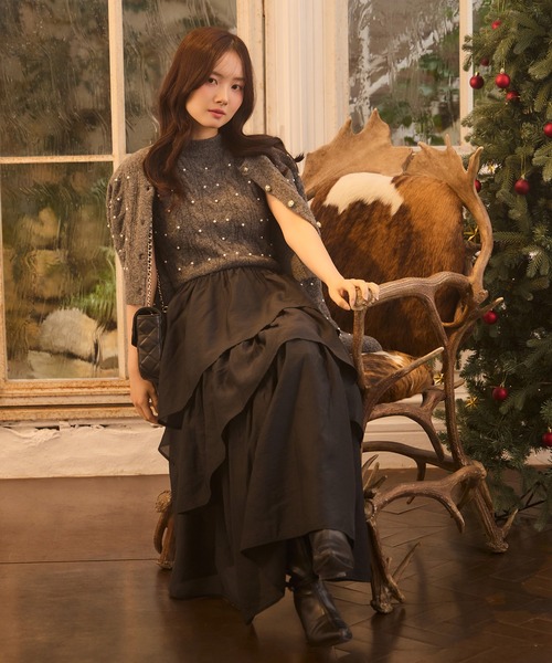 Seemi. byNICECLAUP（ シーミーバイナイスクラップ）の「【Seemi.】ドッキングニットワンピース（ワンピース・レディース・ベージュ/チャコールグレー/オフホワイト・FREE）」の15枚目の写真