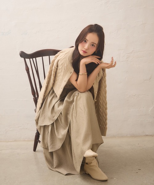 Seemi. byNICECLAUP（ シーミーバイナイスクラップ）の「【Seemi.】ドッキングニットワンピース（ワンピース・レディース・ベージュ/チャコールグレー/オフホワイト・FREE）」の20枚目の写真