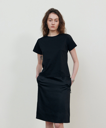 Silket cotton half t-shirt_BLACK