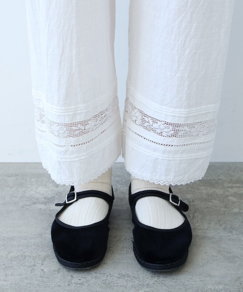 bulle de savon（ビュルデサボン）の「コットン/リネン lace×pin tuck パンツ（その他パンツ・レディース・ブラック/ホワイト・FREE）」の20枚目の写真
