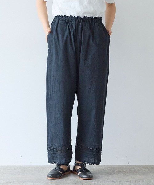 bulle de savon（ビュルデサボン）の「コットン/リネン lace×pin tuck パンツ（その他パンツ・レディース・ブラック/ホワイト・FREE）」の11枚目の写真