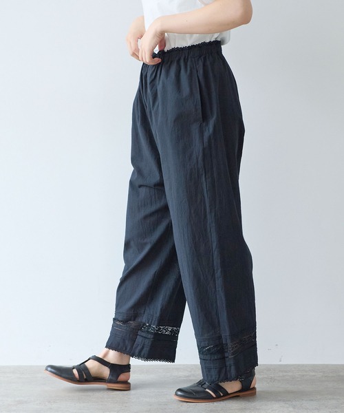 bulle de savon（ビュルデサボン）の「コットン/リネン lace×pin tuck パンツ（その他パンツ・レディース・ブラック/ホワイト・FREE）」の12枚目の写真