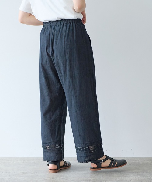bulle de savon（ビュルデサボン）の「コットン/リネン lace×pin tuck パンツ（その他パンツ・レディース・ブラック/ホワイト・FREE）」の14枚目の写真