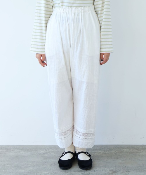 bulle de savon（ビュルデサボン）の「コットン/リネン lace×pin tuck パンツ（その他パンツ・レディース・ブラック/ホワイト・FREE）」の16枚目の写真