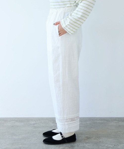bulle de savon（ビュルデサボン）の「コットン/リネン lace×pin tuck パンツ（その他パンツ・レディース・ブラック/ホワイト・FREE）」の17枚目の写真