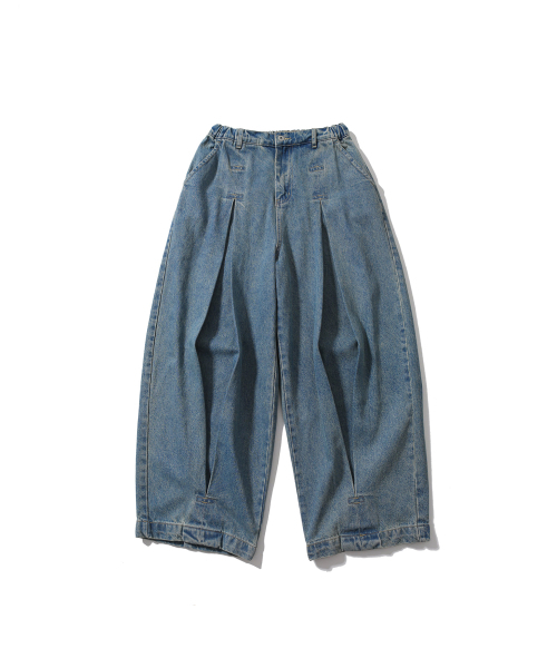 ANGLAN（アングラン）の「Long Tuck Wing Balloon Denim Pants - Washed Blue（デニムパンツ・メンズ・その他・FREE）」の2枚目の写真