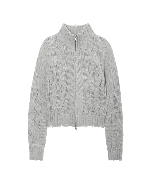 TWISTED ZIP-UP CARDIGAN