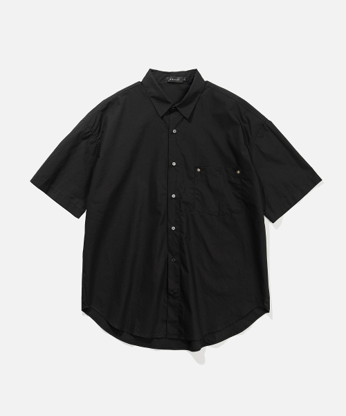 VASTIC(バスティック)の「オーバーサイズコットンハーフシャツ_ブラック(シャツ/ブラウス・メンズ・その他・LARGE/MEDIUM)」の2枚目の写真