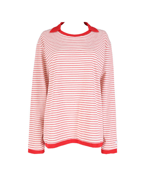 ストライプカラーリンガーTシャツレッド