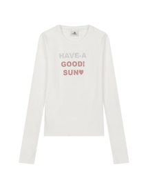 W) BLING LETTER LS TEE IVORY