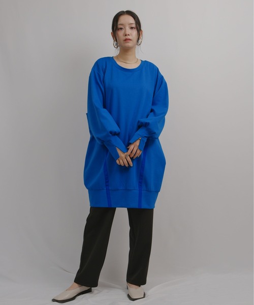 palm RICHE(ポームリシュ)の「ラインアクセントチュニック(その他トップス・レディース・ブルー/チャコールグレー/レッド・M)」の6枚目の写真