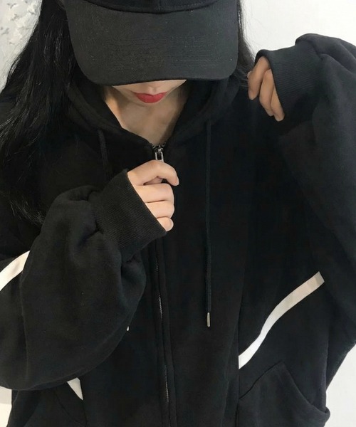 cammie(キャミー)の「スタンドカラーフリースジャケット(その他アウター・レディース・レッド/ブラック・M/L)」の5枚目の写真