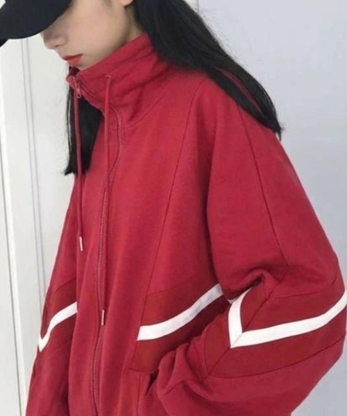 cammie(キャミー)の「スタンドカラーフリースジャケット(その他アウター・レディース・レッド/ブラック・M/L)」の11枚目の写真