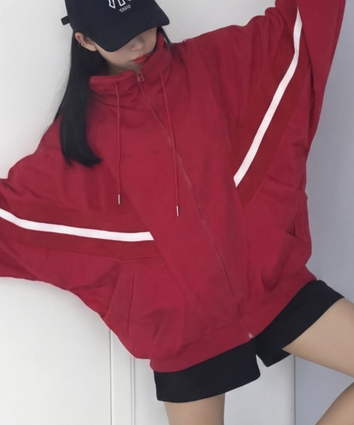 cammie(キャミー)の「スタンドカラーフリースジャケット(その他アウター・レディース・レッド/ブラック・M/L)」の7枚目の写真