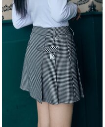 BERMUDAGRASS（バミューダグラス）の「ハウンドトゥースプリーツスカート_BLACK（スカート）」