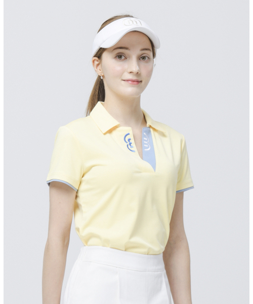 DOYOUKNOWMC(ドゥーユーノーエムシー)の「24SS オープンネックシャツカラー バターイエロー 半袖Tシャツ(ポロシャツ・レディース・イエロー・SMALL/X-SMALL)」の2枚目の写真