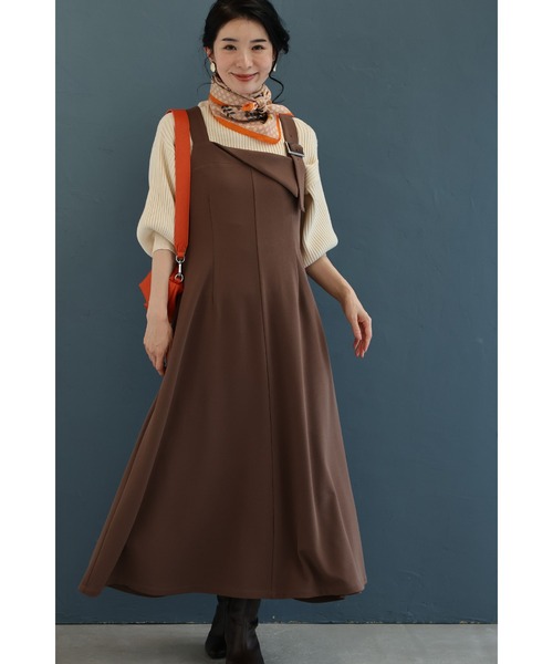 cawaii(カワイイ)の「大人のお悩み 解決服 万能サロペットワンピース 秋冬Ver.(ワンピース・レディース・ブラウン/ネイビー・L-Long/L-Short/M-Long/M-Short)」の1枚目の写真